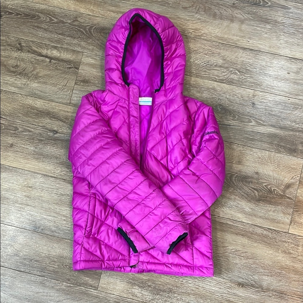 Vibrant Pink Columbia Hooded Puffer Jacket